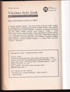 Viktor Andrejevič Suvorov: Všechno bylo jinak, aneb, Kdo začal druhou světovou válku?