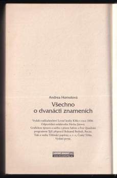 Andrea Homolová: Všechno o dvanácti znameních