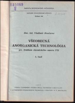 Vladimír Hončarov: Všeobecná anorganická technológia pre štúdium chemického smeru FEI