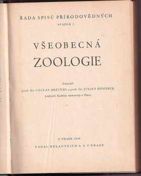 Julius Komárek: Všeobecná zoologie