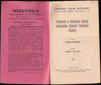 Voltaire: Všetečné a bezbožné otázky nábožného doktora theologie Zapaty