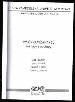 Luděk Kolman: Výběr zaměstnanců : metody a postupy