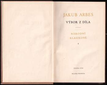 Jakub Arbes: Výbor z díla