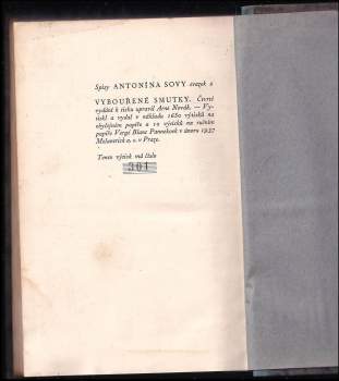 Antonín Sova: Vybouřené smutky