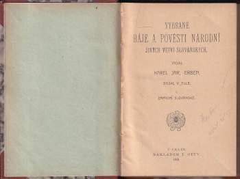 Karel Jaromír Erben: Vybrané báje a pověsti národní jiných větví slovanských