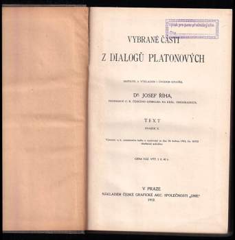 Platón: Vybrané části z dialogů Platonových