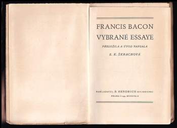 Francis Bacon: Vybrané essaye
