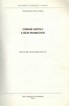 Vybrané kapitoly z dějin rehabilitace