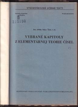 Tibor Šalát: Vybrané kapitoly z elementárnej teórie čísel