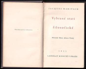 Jacques Maritain: Vybrané stati filosofické