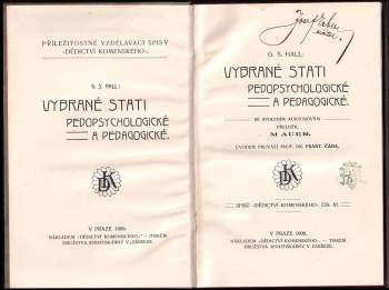 G. Stanley Hall: Vybrané stati pedopsychologické a pedagogické
