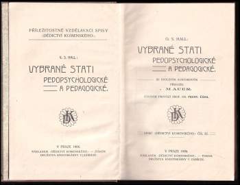 G. Stanley Hall: Vybrané stati pedopsychologické a pedagogické