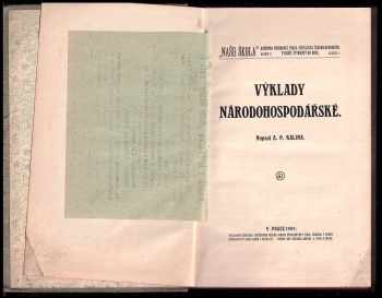 Antonín Pravoslav Kalina: Výklady národohospodářské