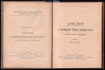 Ladislav Horák: Výklady z českých dějin kulturních na škole obecné i měšťanské