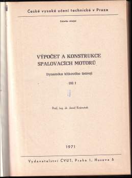 Josef Kožoušek: Výpočet a konstrukce spalovacích motorů
