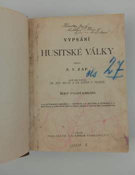 Karel Vladislav Zap: Vypsání husitské války