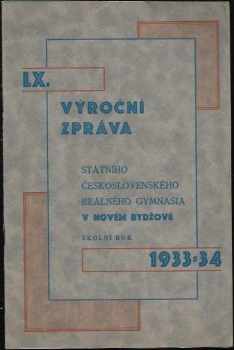 Výroční zpráva státního československého reálného gymnasia v Novém Bydžově za školní rok 1933-34