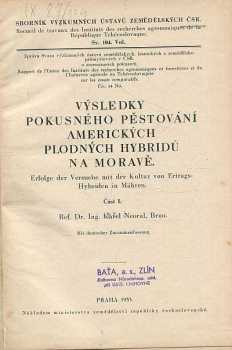 Výsledky pokusného pěstování amerických plodných hybridů na Moravě