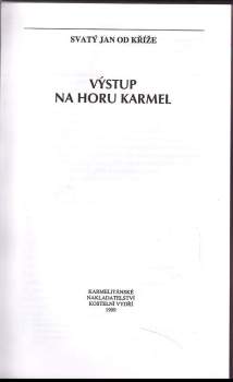 Jan od Kříže: Výstup na horu Karmel