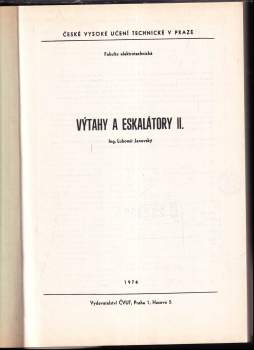 Lubomír Janovský: Výtahy a eskalátory