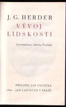 Johann Gottfried von Herder: Vývoj lidskosti