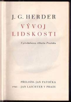 Johann Gottfried von Herder: Vývoj lidskosti