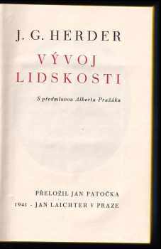 Johann Gottfried von Herder: Vývoj lidskosti