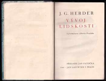Johann Gottfried von Herder: Vývoj lidskosti