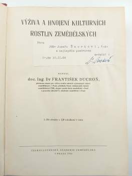František Duchoň: Výživa a hnojení kulturních rostlin zemědělských