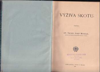 Josef Munzar: Výživa skotu