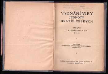 Jan Amos Komenský: Vyznání víry Jednoty bratří českých