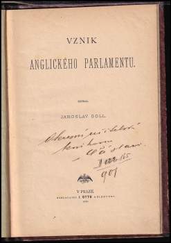 Jaroslav Goll: Vznik anglického parlamentu