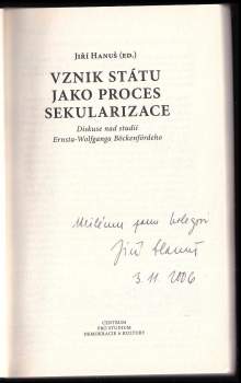 Ernst Wolfgang Böckenförde: Vznik státu jako proces sekularizace