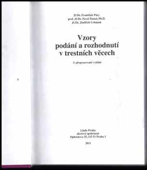 František Púry: Vzory podání a rozhodnutí v trestních věcech