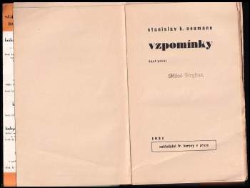 Stanislav Kostka Neumann: Vzpomínky