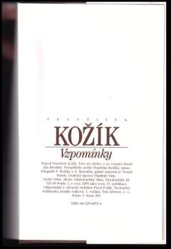 František Kožík: Vzpomínky