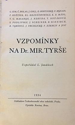 Vzpomínky na dr. Mir. Tyrše