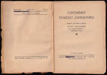 Josef Suchánek: Vzpomínky starého zahradníka