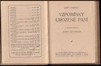 Vane: Vzpomínky urozené paní