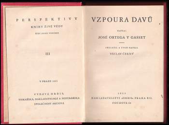 José Ortega y Gasset: Vzpoura davů