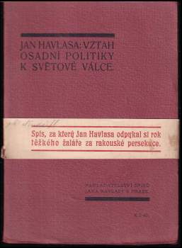 Vztah osadní politiky k světové válce