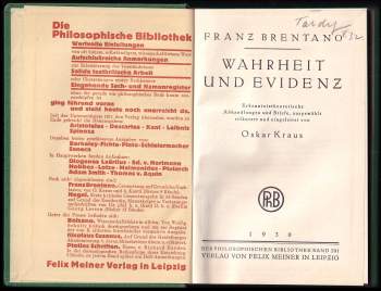 Franz Brentano: Wahrheit und Evidenz