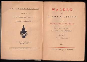 Ralph Waldo Emerson: Walden, či, Život v lesích