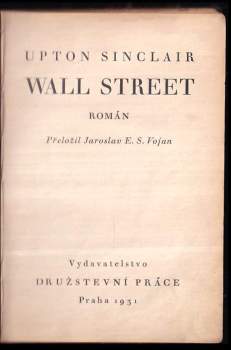 Upton Sinclair: Wall Street