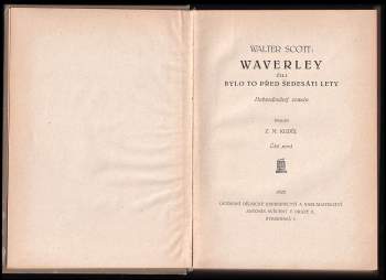 Walter Scott: Waverley, čili, Bylo to před šedesáti lety