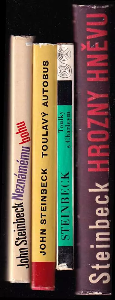 4x JOHN STEINBECK - Hrozny hněvu + Toulky s Charleym + Toulavý autobus + Neznámému bohu