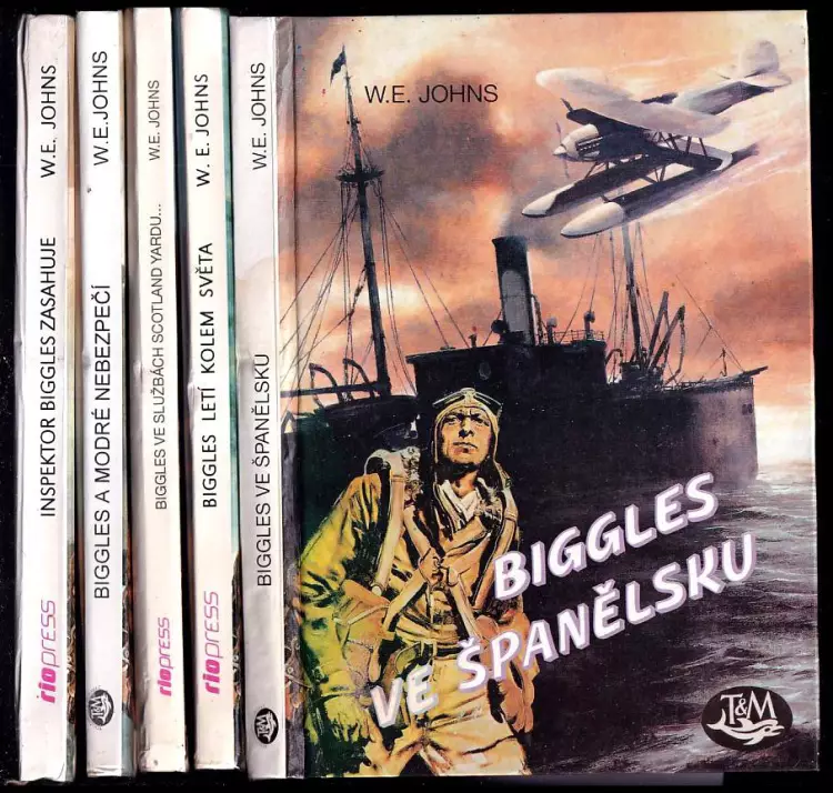 5x BIGGLES: Biggles letí kolem světa; Biggles ve službách Scotland Yardu; Biggles zasahuje; Biggles a modré nebezpečí; Biggles ve španělsku