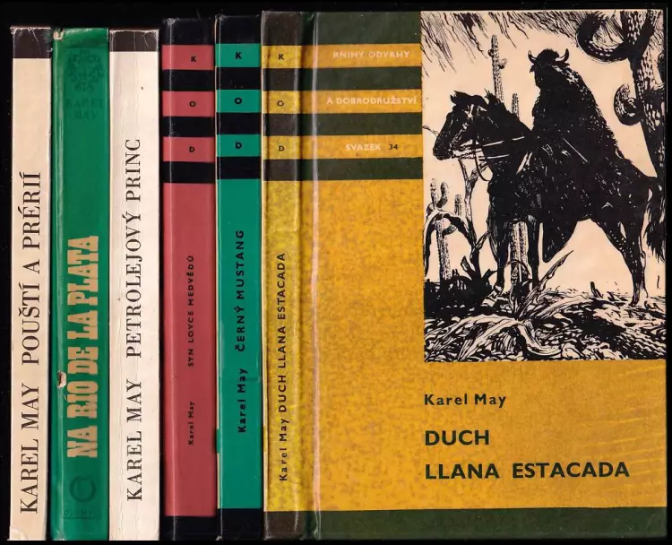 6x KAREL MAY - Duch Llana Estacada + Černý Mustang + Syn lovce medvědů + Petrolejový princ + Na Rio de la Plata + Pouští a prérií