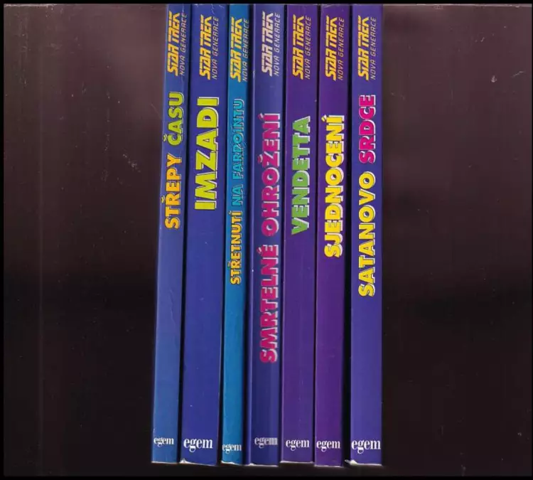 7x Star Trek Nová generace - Střepy času, Imzadi, Střetnutí na Farpointu, Smrtelné ohrožení, Vendetta, Sjednocení, Satanovo srdce