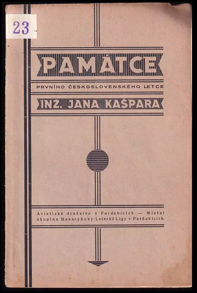 Památce prvního československého letce Inž. Jana Kašpara
